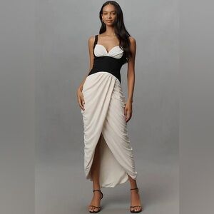 Anthropologie Maeve Ruches Corset Midi Dress Sz M NWT